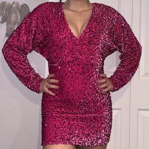 Forever 21 Sequin Hot Pink Mini Dress